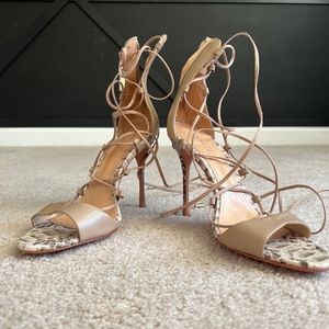 Schutz leather embossed heel